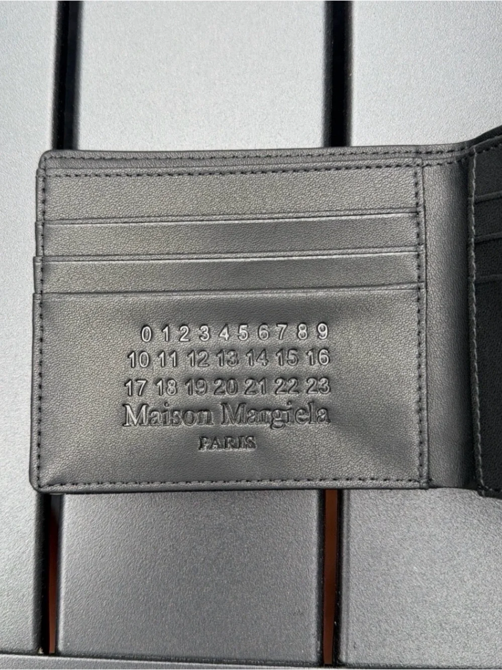 Maison Martin Margiela Black Leather Card Sleeve with White Stitch Accents